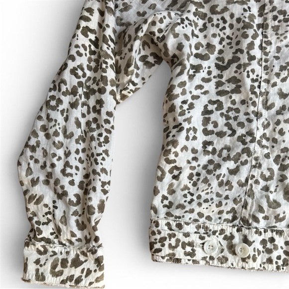 Tommy Bahama Linen Leopard Print Lightweight Waist Length Jacket Size Large - Picture 5 of 16